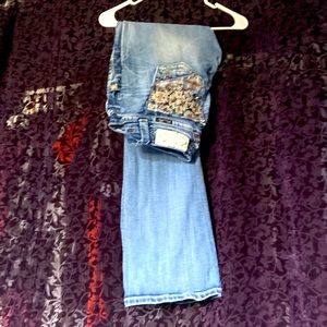 Miss me pink Native American jeweled design boot cut jeans